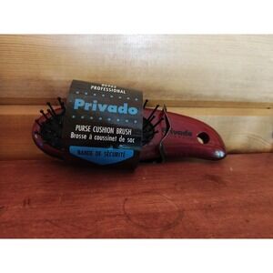 Vintage Philips Privado Professional Purse Cushion Brush Cherry Red Grain #80902
